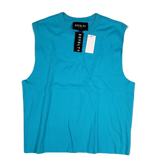 Royalty by Maluma Solid Sleeveless T-Shirt Mens Large‎ Scuba Blue - Picture 1 of 5